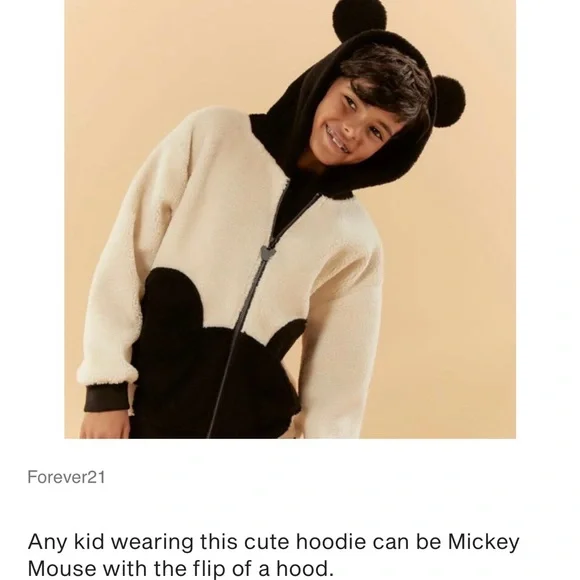 Forever 21 x Disney Black and Cream Hoodie with Ears 🖤 - Picture 1 of 9